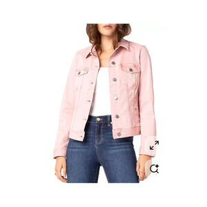 NWOT Liverpool LA Classic Denim Jacket Womens Size M Pink Stretch Jean Jacket